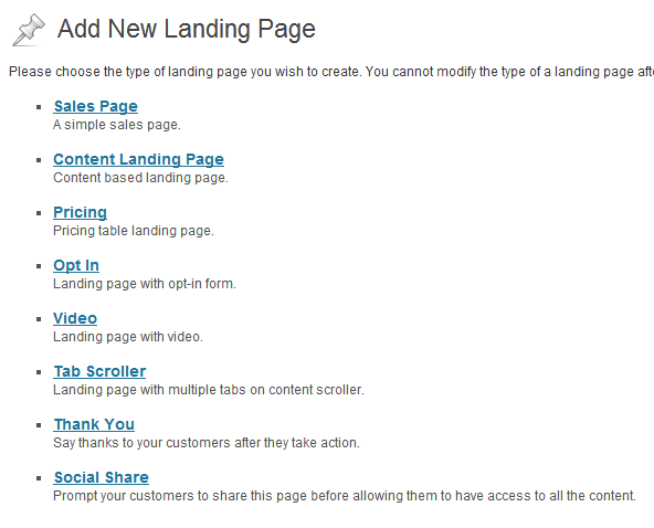 Premise Add New Landing Page