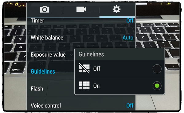 Gridlines Settings in Galaxy Note 3 Camera