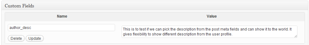 Custom Field for Author Description